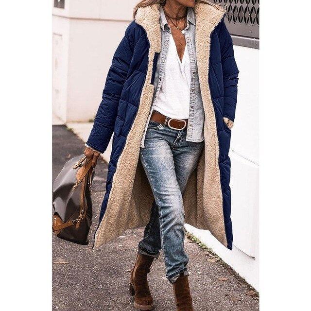 Warm Reversible Parka Coat with Fleece Lining - Nocini