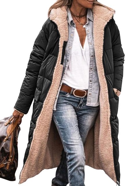 Warm Reversible Parka Coat with Fleece Lining