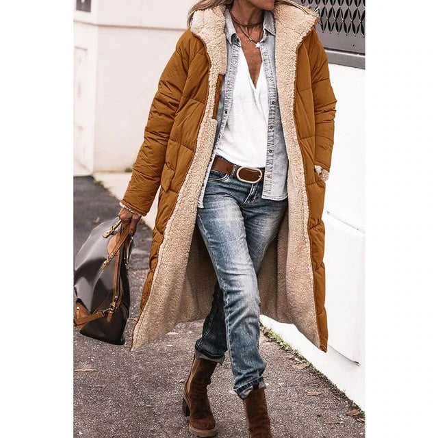 Warm Reversible Parka Coat with Fleece Lining
