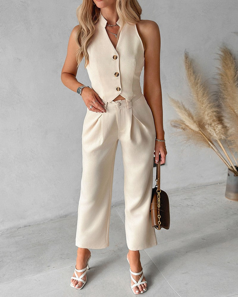 Women's 2-Piece Sleeveless Top and Pants Set