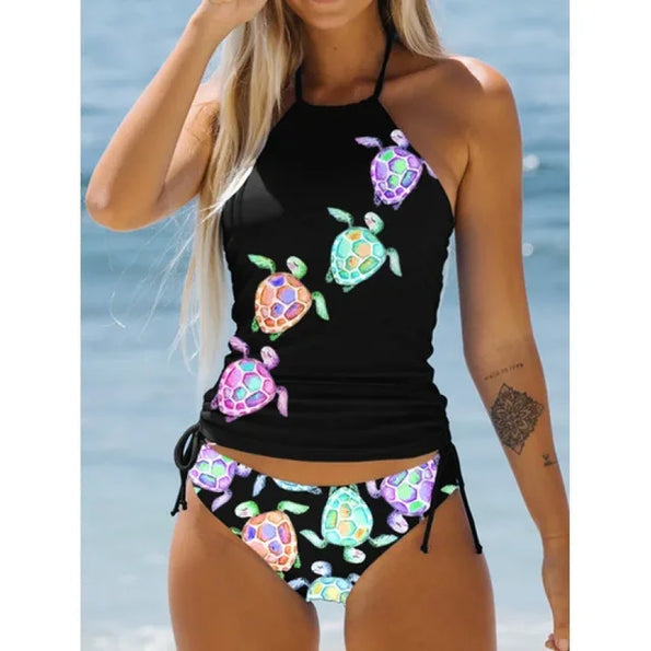 Women's Tropical Halter Neck Swimwear Set