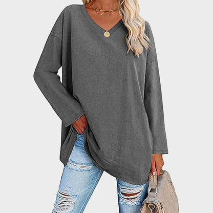 Relaxed Fit V-Neck Tunic Top
