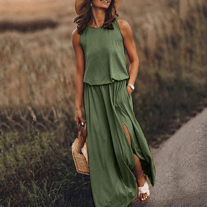 Flowy Summer Maxi Dress with Elastic Waist