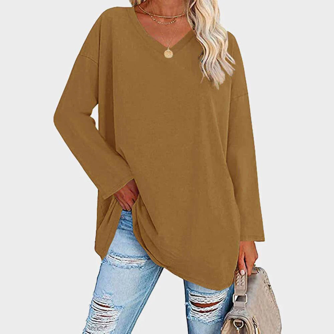 Relaxed Fit V-Neck Tunic Top