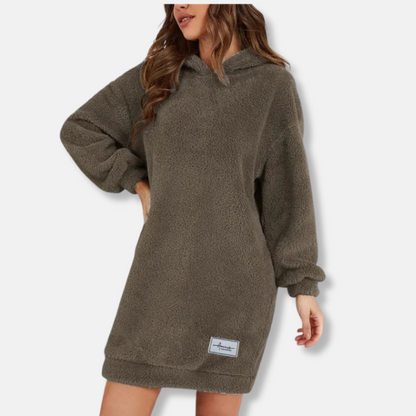 Cozy Women's Fleece Hooded Dress