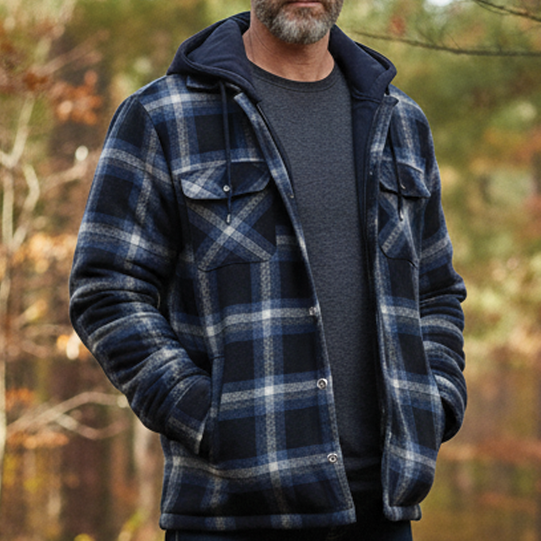 Plaid Hooded Parka Coat