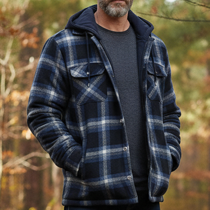 Plaid Hooded Parka Coat