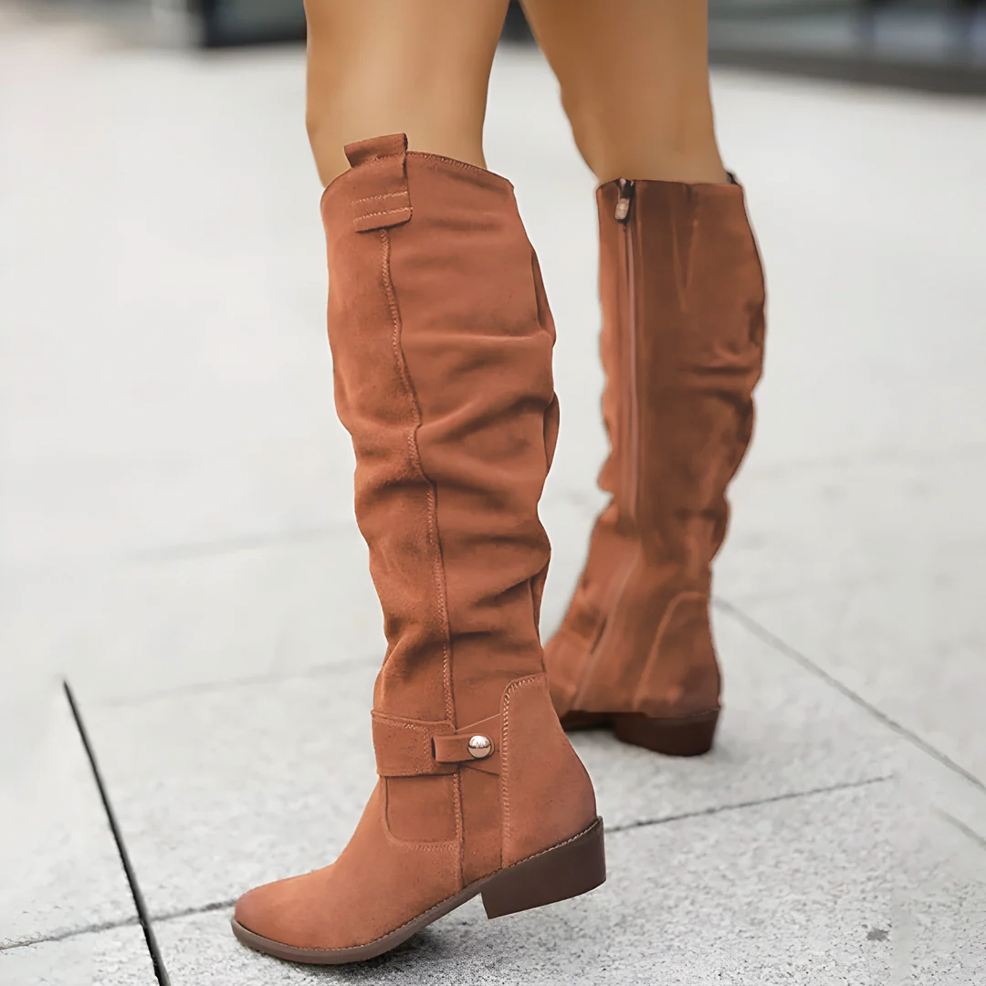 Comfortable Suede Mid Calf Boots - Nocini