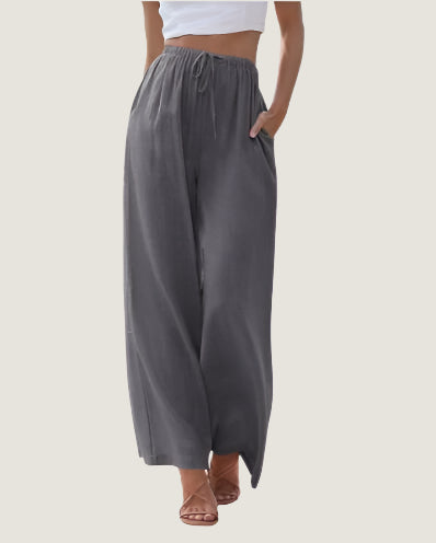 Relaxed Fit Women's Linen Pants with Elastic Waist
