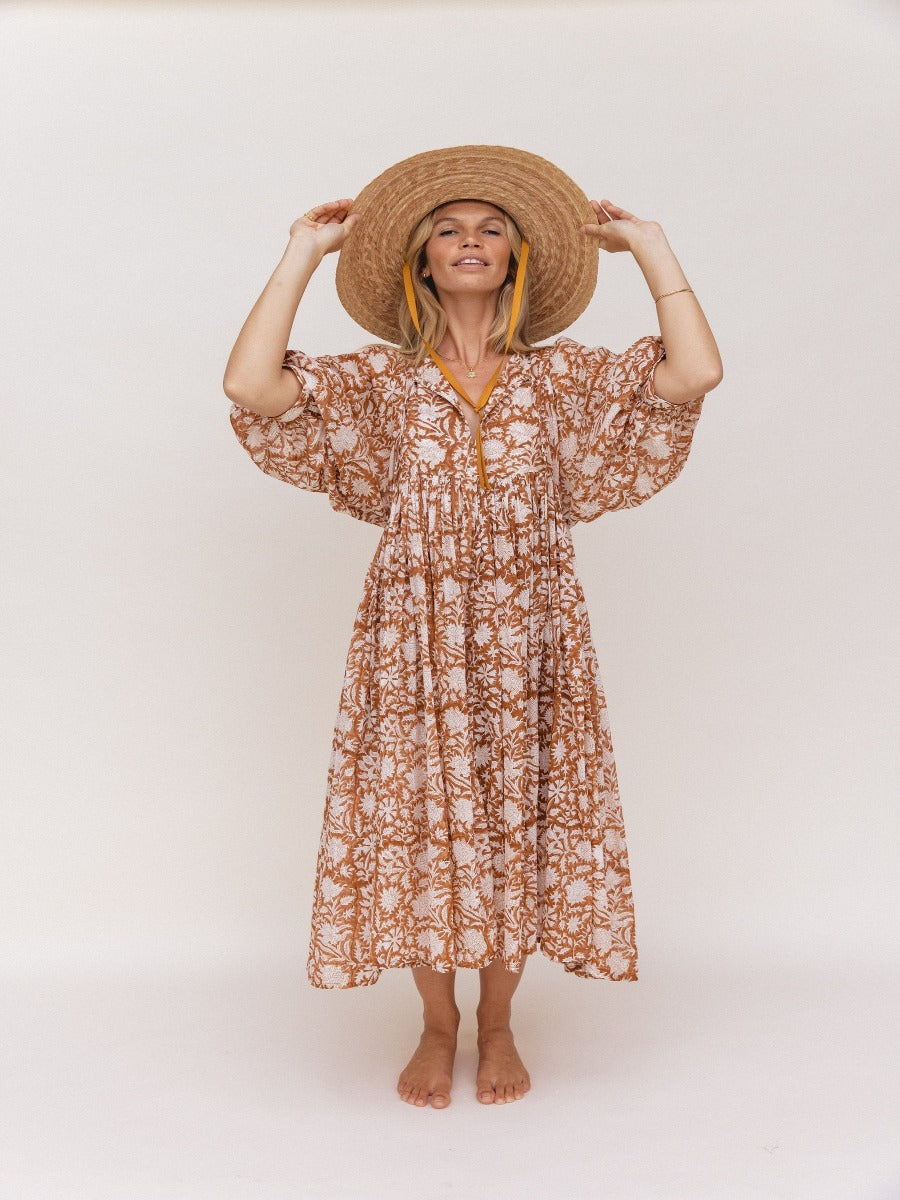 Comfy Floral V Neck Maxi Dress for Women