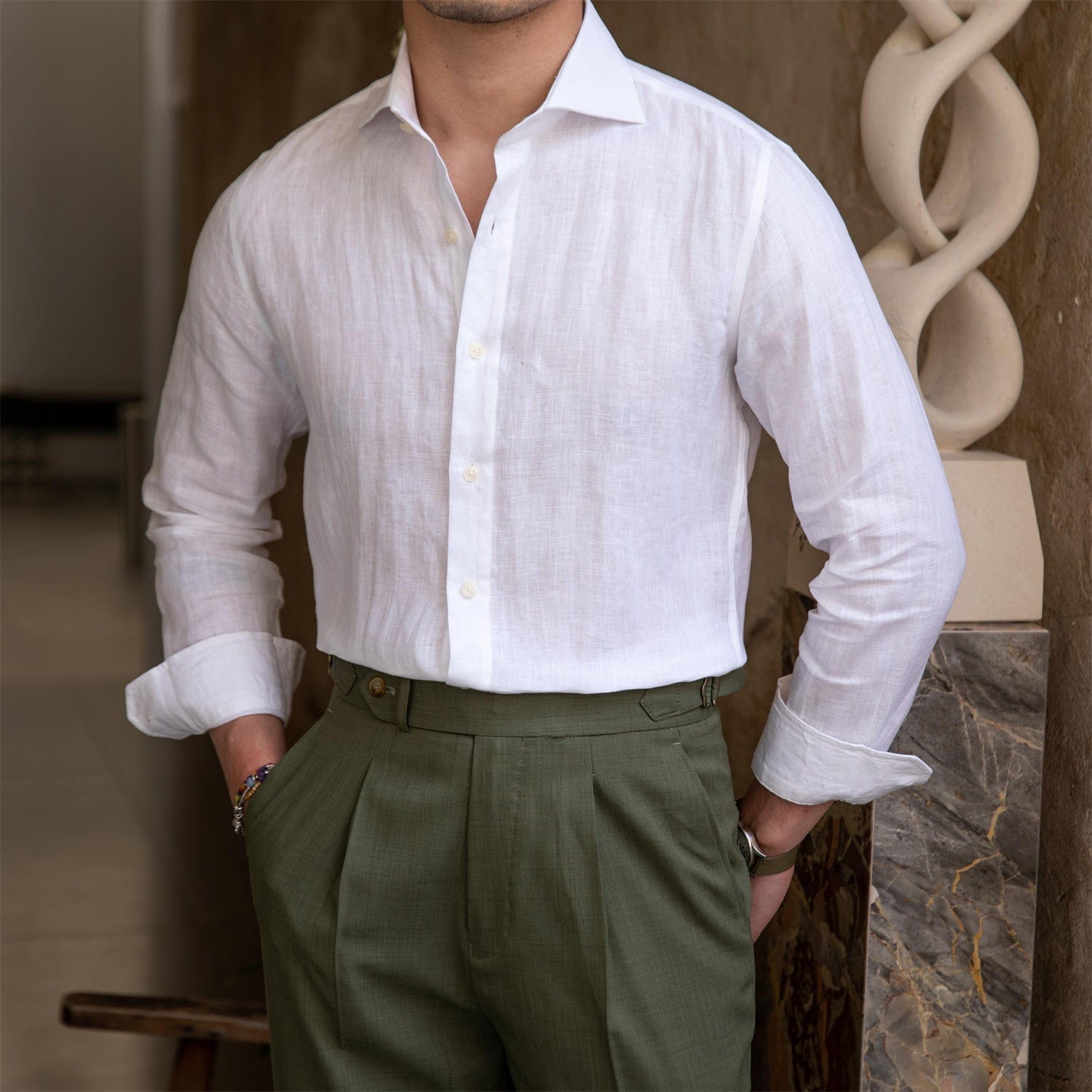 Men's Long Sleeve Button Down Shirt - Nocini