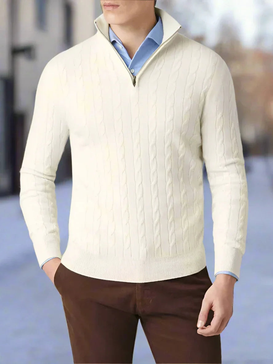 Cozy Mens Cable Knit Long Sleeve Sweater - Nocini