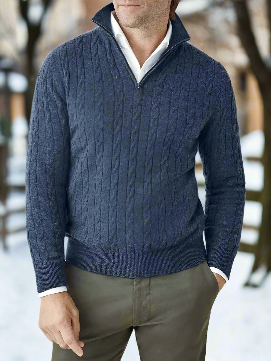 Cozy Mens Cable Knit Long Sleeve Sweater
