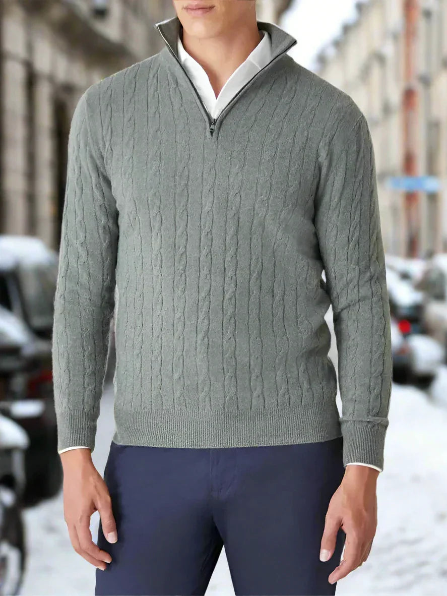 Cozy Mens Cable Knit Long Sleeve Sweater