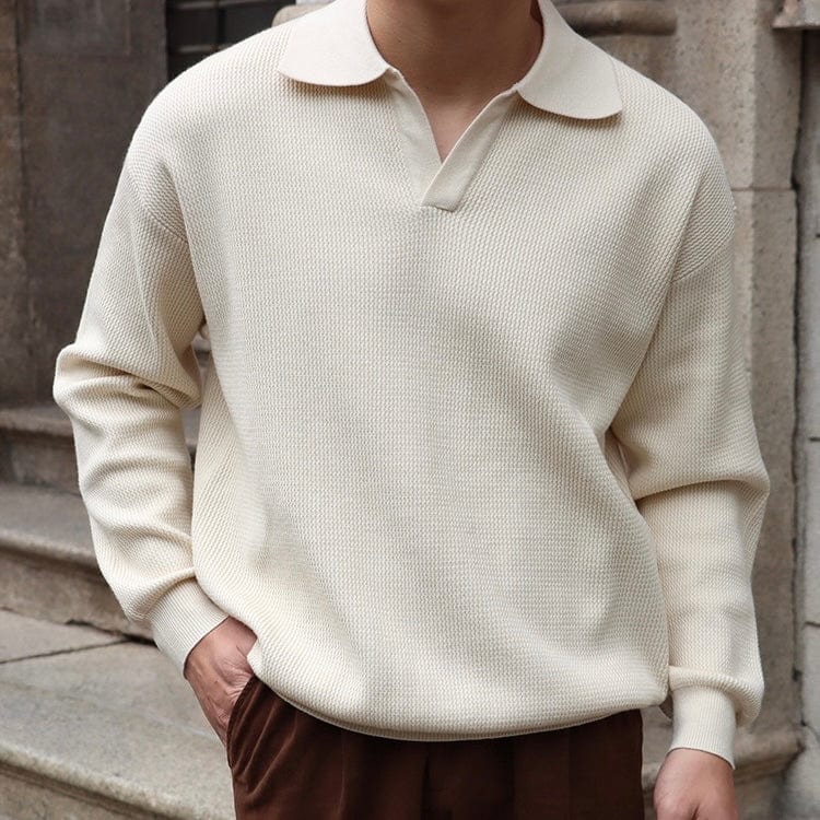 Soft Men's V-Neck Sweater with Ribbed Cuffs - Nocini
