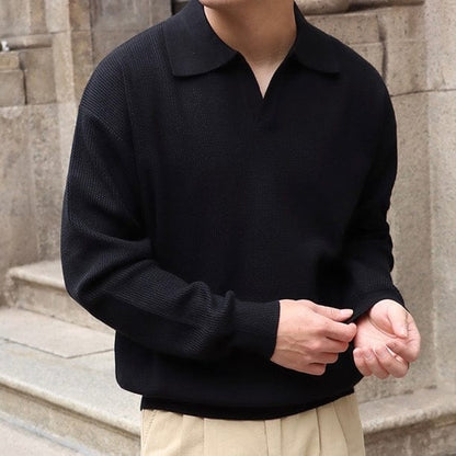 Soft Men's V-Neck Sweater with Ribbed Cuffs