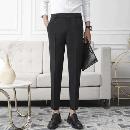 Slim Fit Men's Dress Pants Flat Front Ankle Length - Nocini