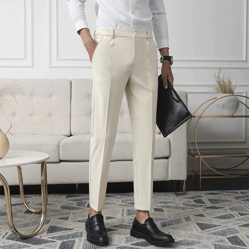 Slim Fit Men's Dress Pants Flat Front Ankle Length