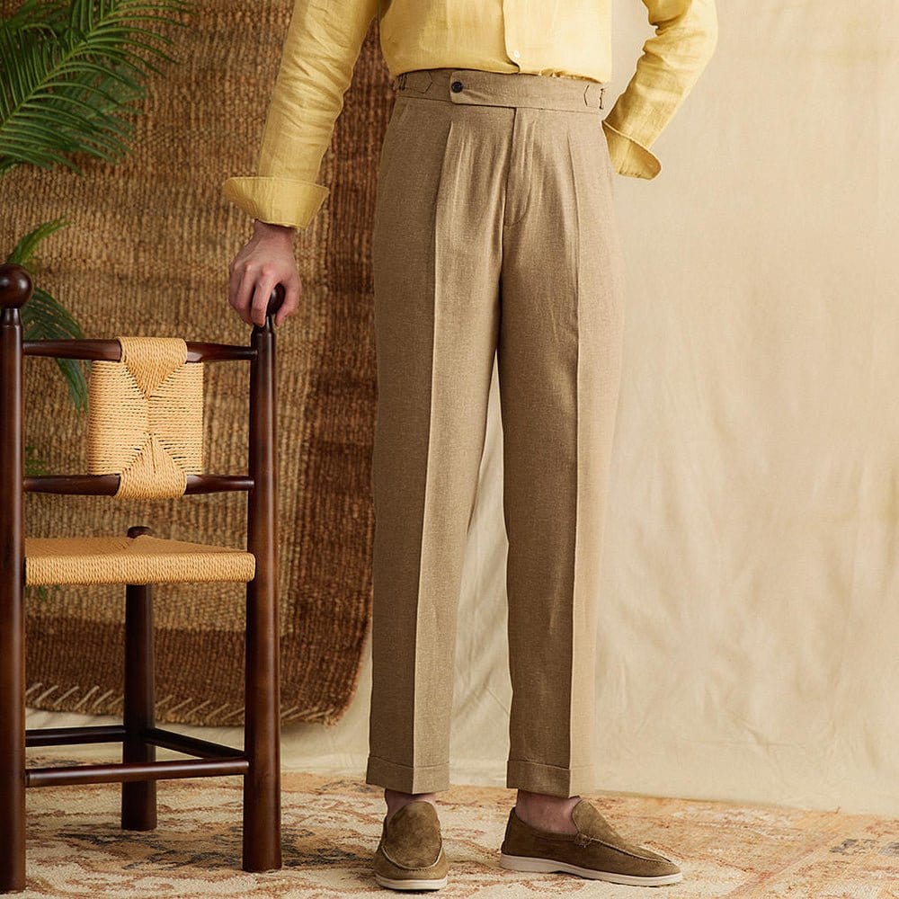 Classic High Waisted Straight Leg Men's Trousers - Nocini