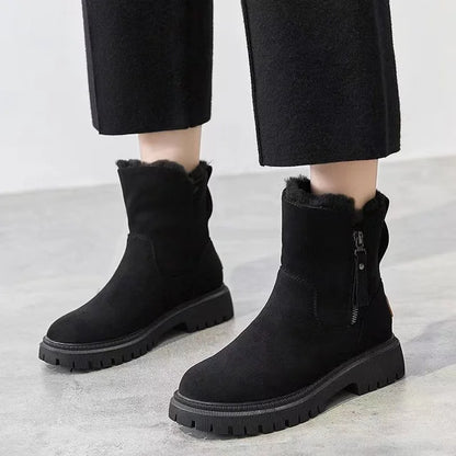 Luxe Faux Fur Low Heel Boots for Women - Nocini