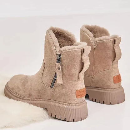 Luxe Faux Fur Low Heel Boots for Women