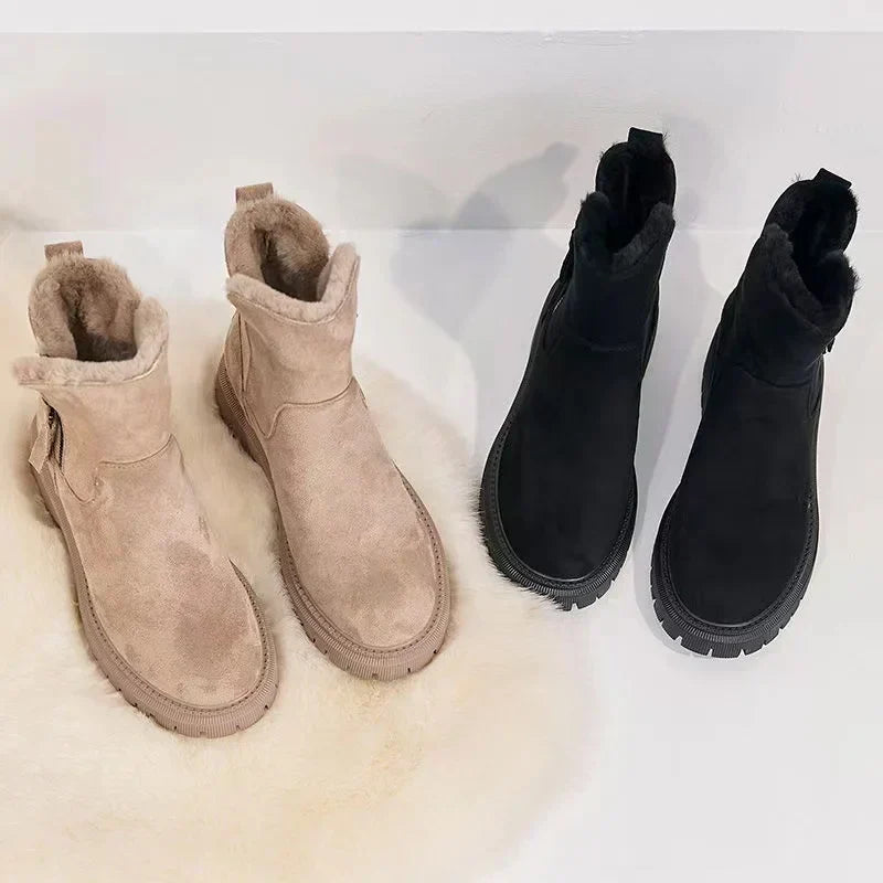 Luxe Faux Fur Low Heel Boots for Women