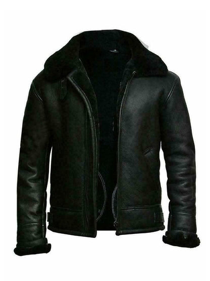 Men's Faux Leather Jacket with Fleece Lining