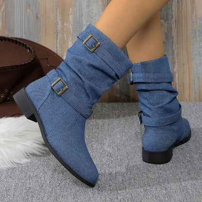 Fashionable Women's Denim Ankle Boots