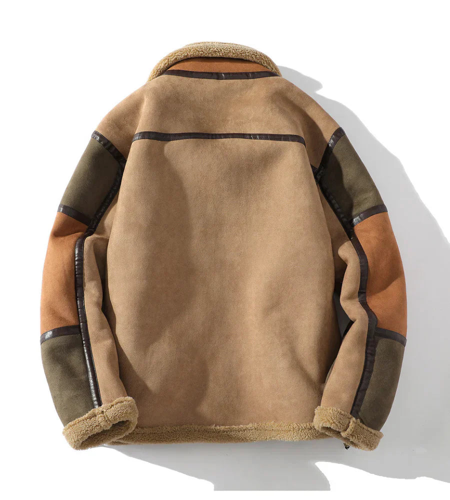 Casual Shearling Coat with Zip Front Design