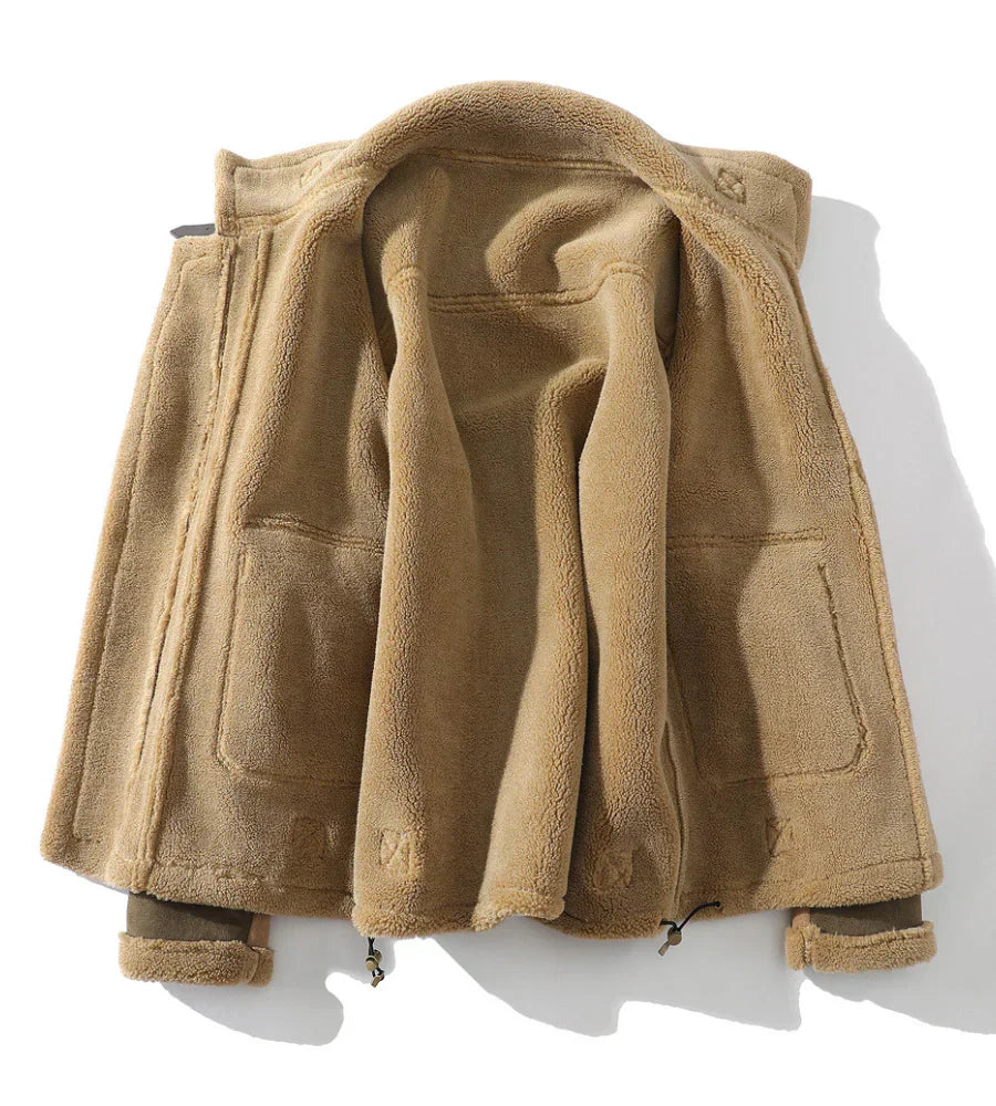 Casual Shearling Coat with Zip Front Design
