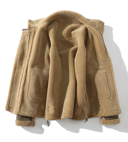 Casual Shearling Coat with Zip Front Design