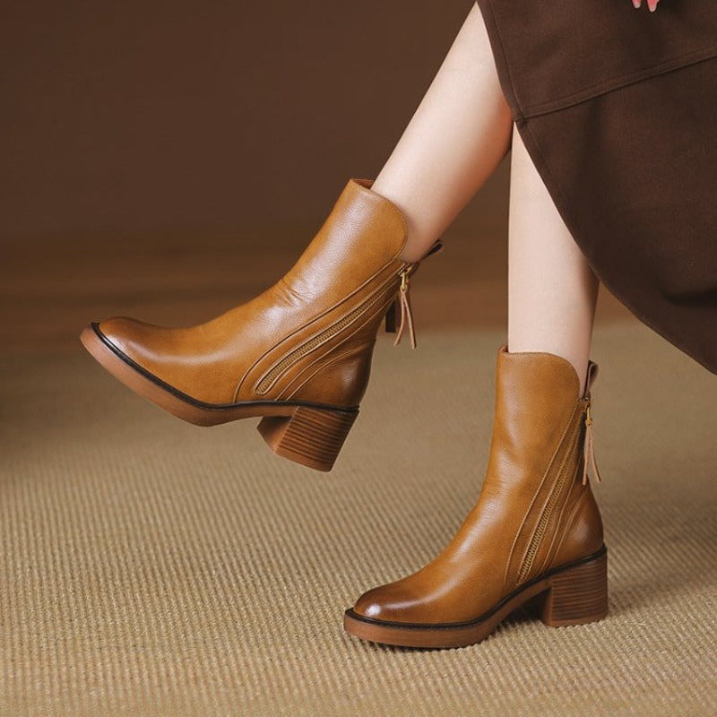 Chic Buckle Ankle Boots for Women - Comfortable Low Heel - Nocini