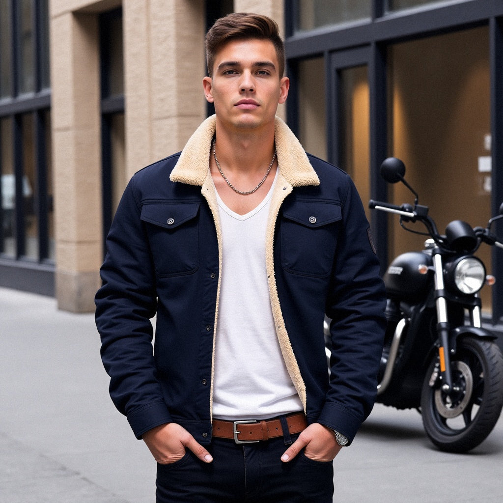 Warm Fleece-Lined Mens Winter Coat