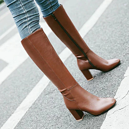 Ladies Tall Zip Up Heel Boots