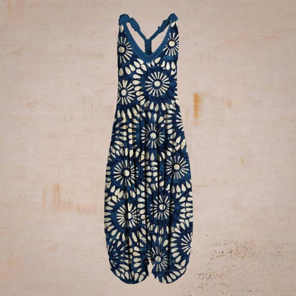 Relaxed Fit Womens Sleeveless Jumpsuit V Neck