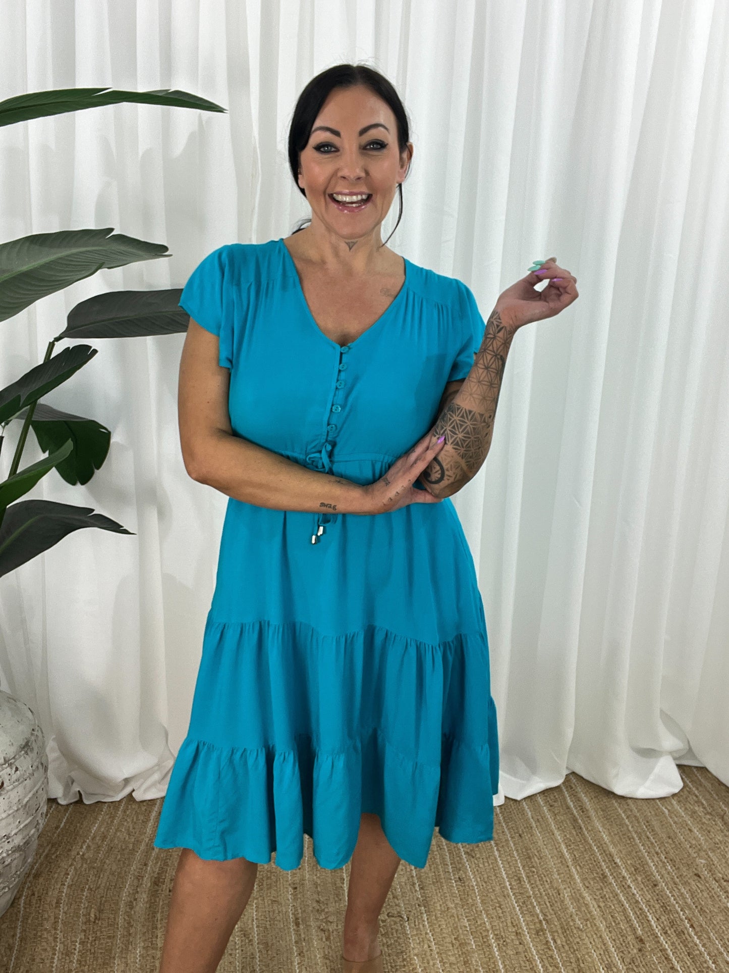 Casual V-Neck Short Sleeve A-Line Dress