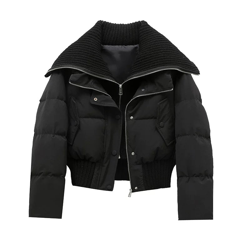 Warm Quilted Down Jacket | Oversized High Neck Coat