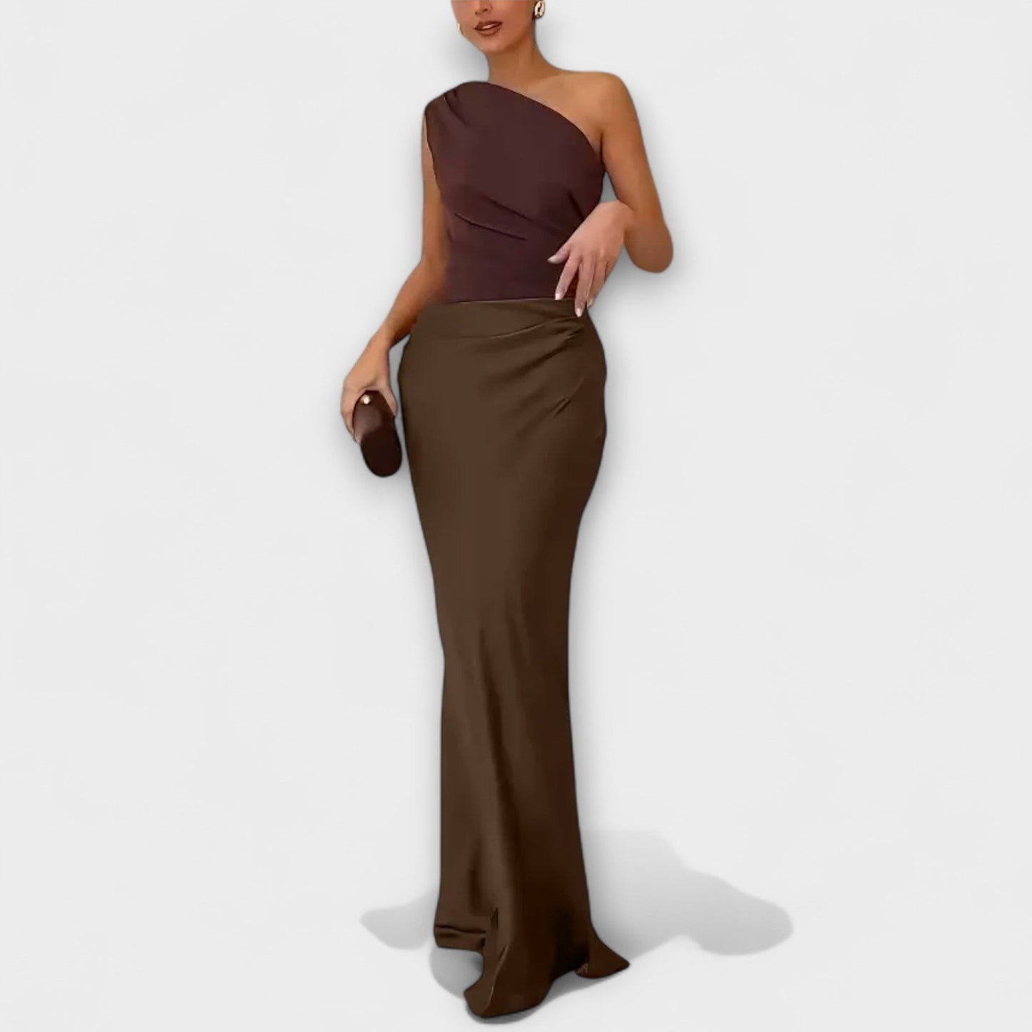Elegant Asymmetric Ruffled Formal Evening Gown