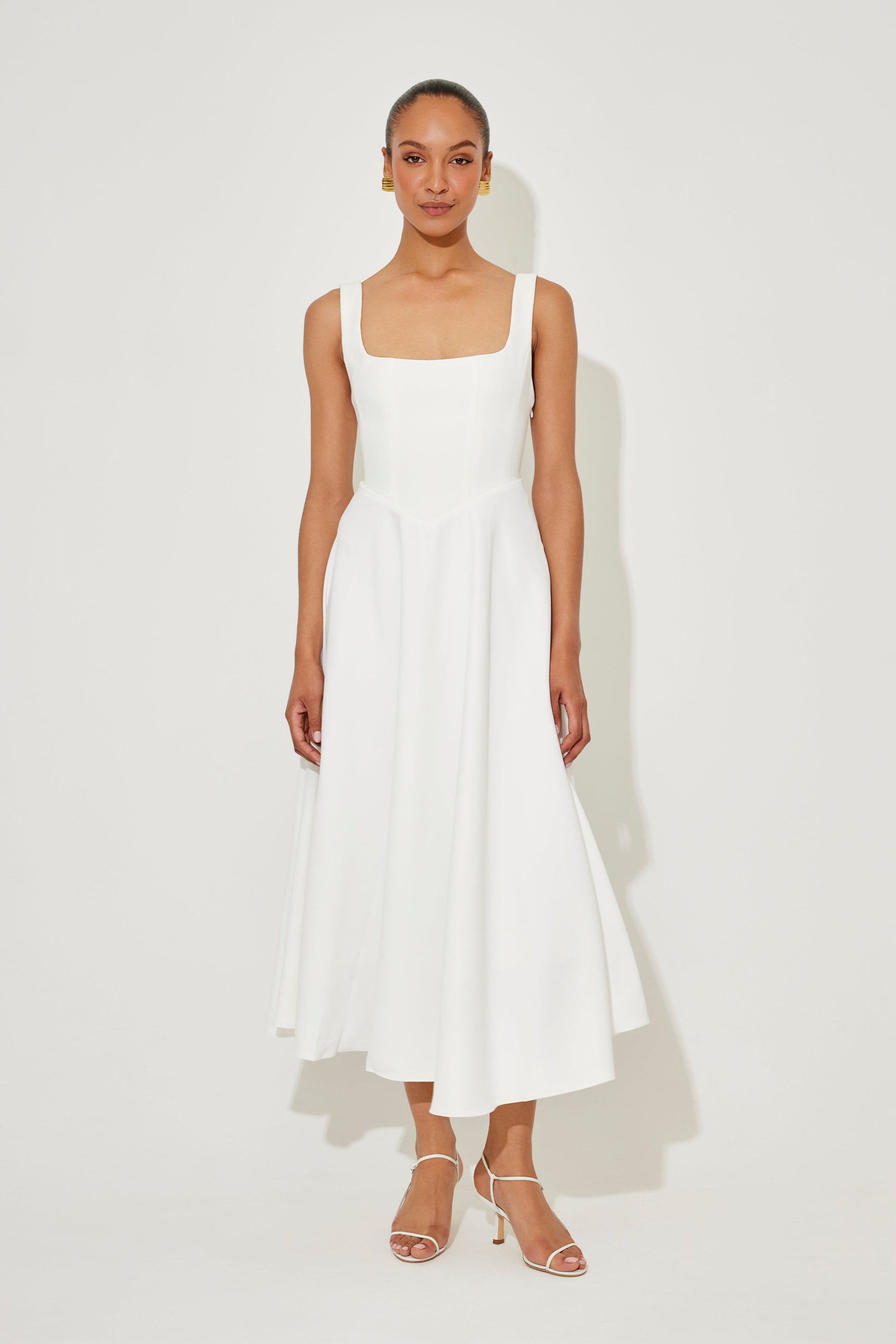 Elegant Classic Floral Midi Dress - Olytrend