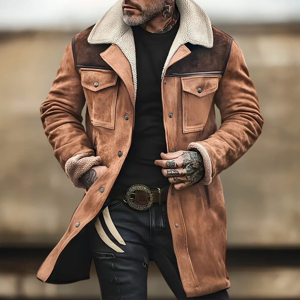 Luxury Fitted Coat with Shearling Collar - Nocini