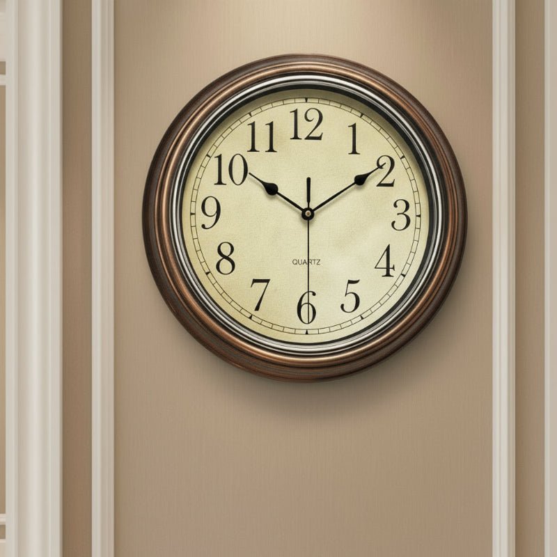 Classic Brown Wooden Quartz Wall Clock - Nocini