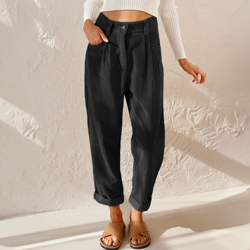 Women's Comfortable High Waist Corduroy Trousers