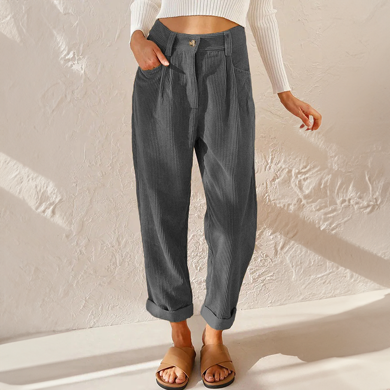 Women's Comfortable High Waist Corduroy Trousers
