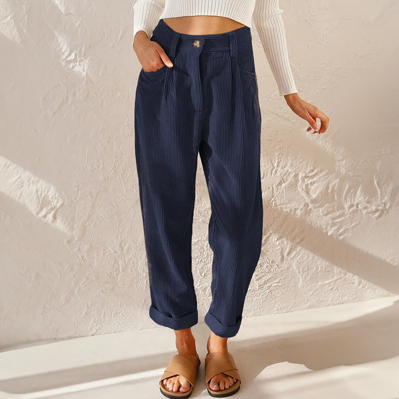 Women's Comfortable High Waist Corduroy Trousers