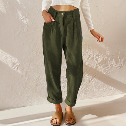 Women's Comfortable High Waist Corduroy Trousers