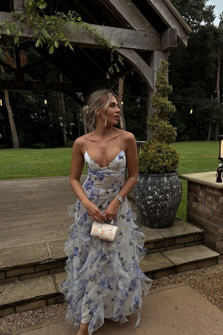 Ladies Long Floral Summer Dress with Thin Straps