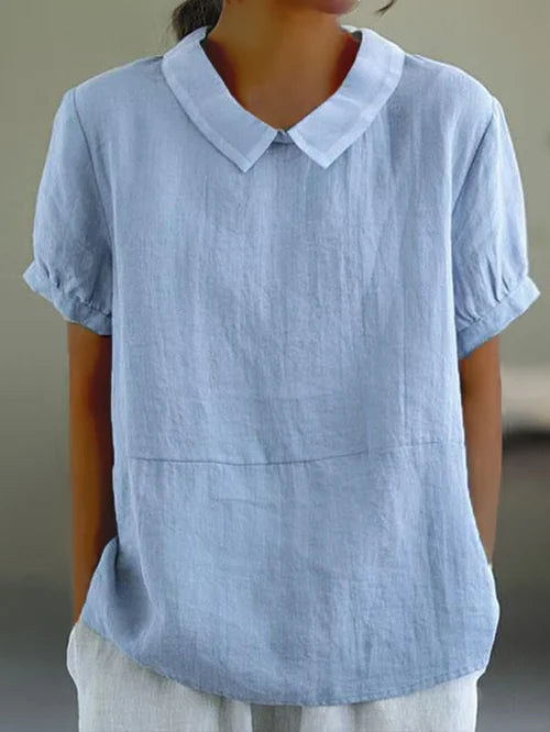 Soft Breathable Linen Blend Casual Top - Olytrend