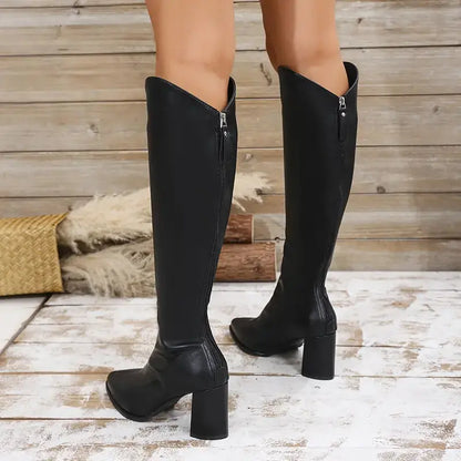 Stylish Women's Tall Leather Boots - Comfortable & Chic