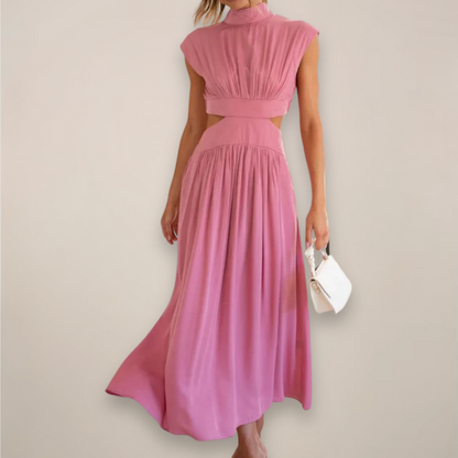 Elegant Sleeveless Floor Length Dress with High Waist Cutout