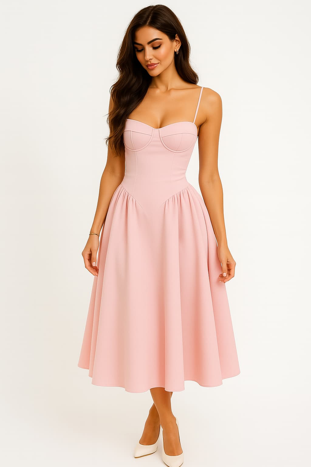 Flattering Fit Waist Midi Dress - Nocini